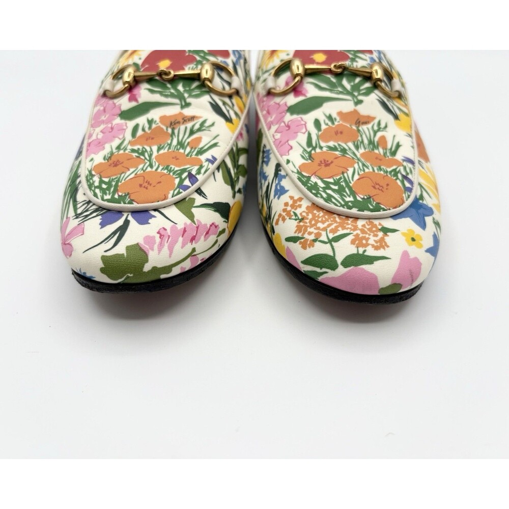 Gucci x Ken Scott Jordaan Floral Print Loafers Gold Horse-bit Accents Sz EU 38 - Picture 5 of 13